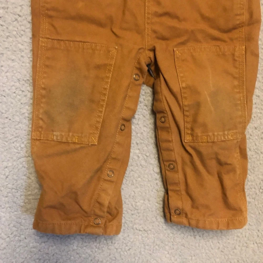 Carhartt Toddler 18M Flannel Lined‎ Duck Canvas Overalls Brown OX8645-B